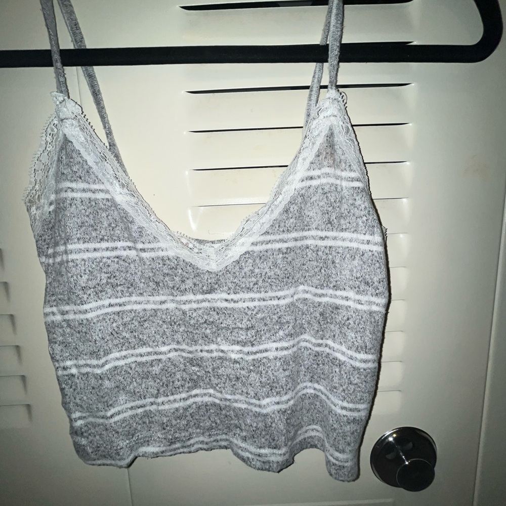 Forever 21 Gray and White Striped Camisole